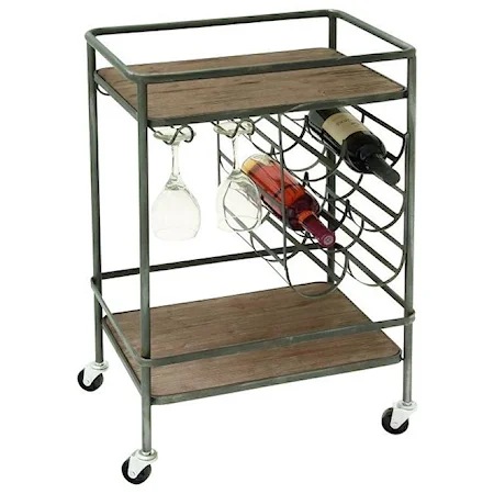 Metal/Wood Wine Rack Bar Cart